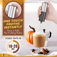 thumbnail image 6 of Hand-Held Milk Frother for Coffee, Electric Whisk Drink Mixer, Silver & Black, by Mata1-USA, 6 of 9