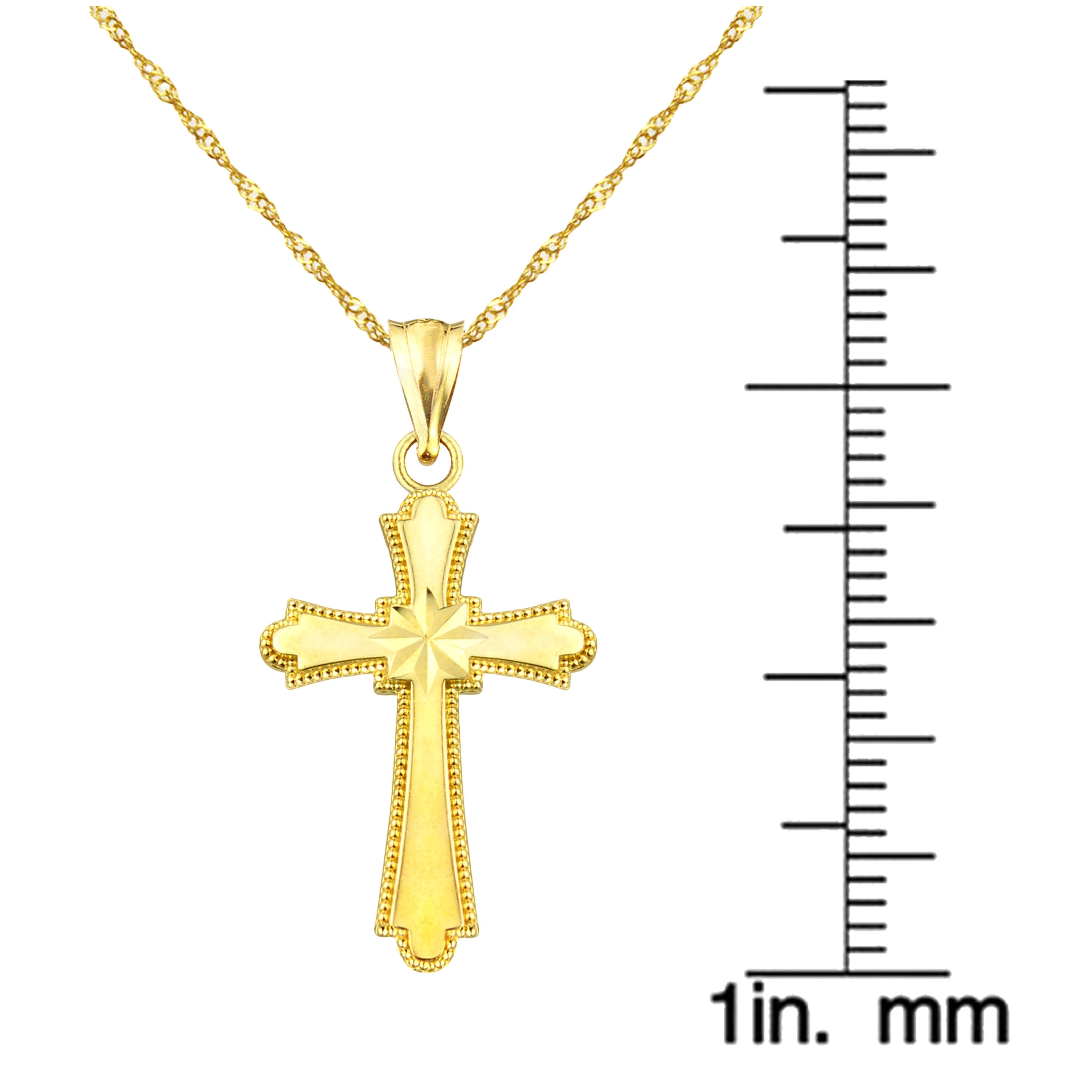 US GOLD Handcrafted 10kt High-Polish Cross Charm Pendant