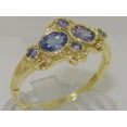 thumbnail image 2 of British Made 14k Yellow Gold Natural Tanzanite Womens Band Ring - Size 5, 2 of 6