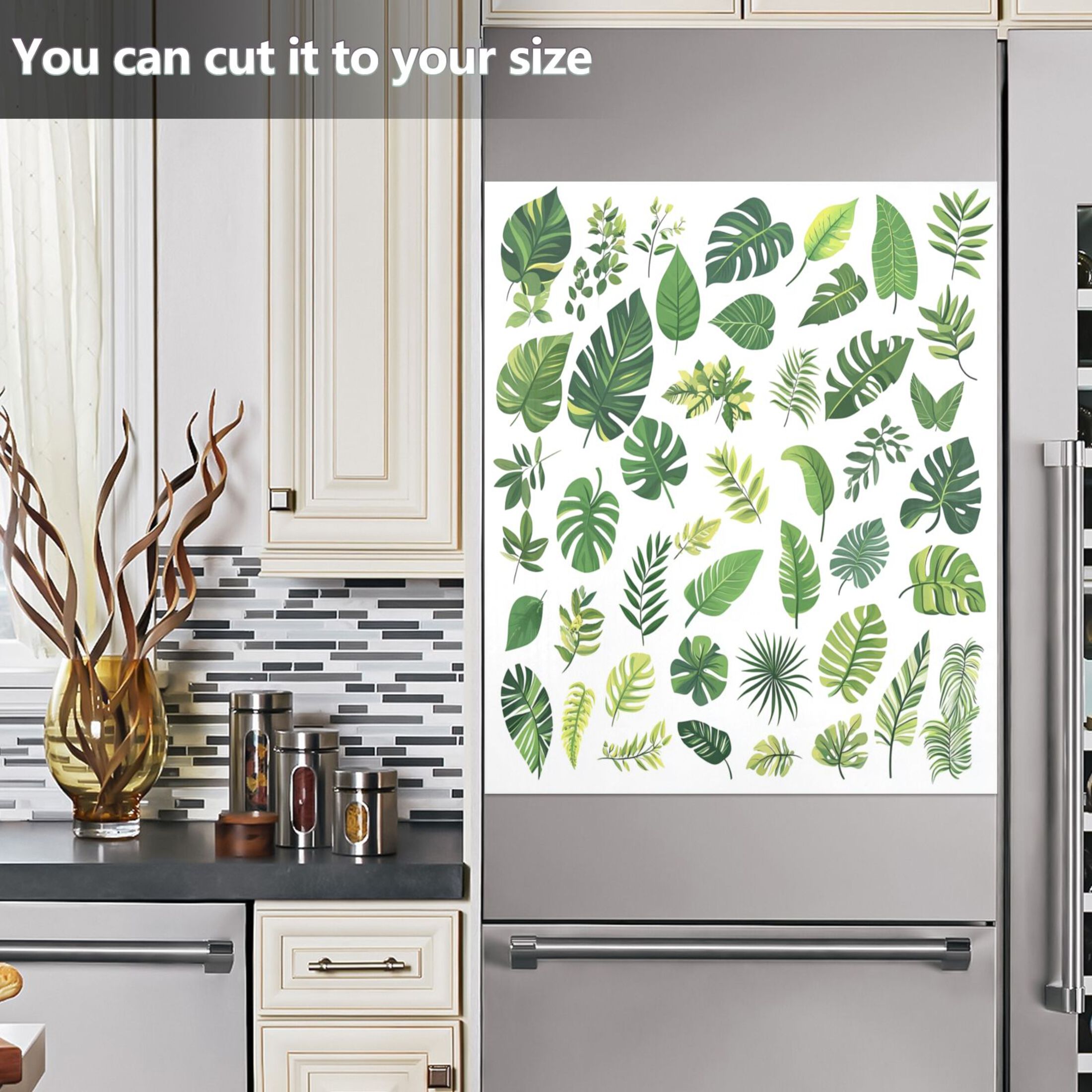 Dishwasher Magnetic Sticker 23x26 Inch Refrigerator Magnetic Sticker Washing Machine Magnetic Sticker Kitchen Panel Magnetic Sticker Home Decor Cartoon Tropical Leaf