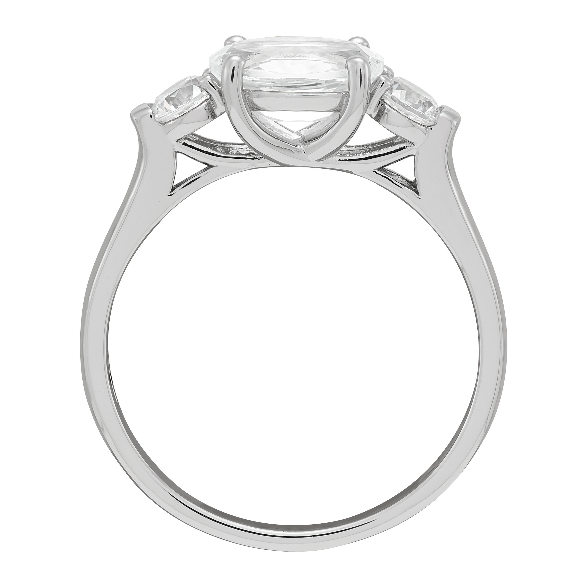 Brilliance Fine Jewelry Oval White Topaz and White Cubic Zirconia Ring in Sterling Silver