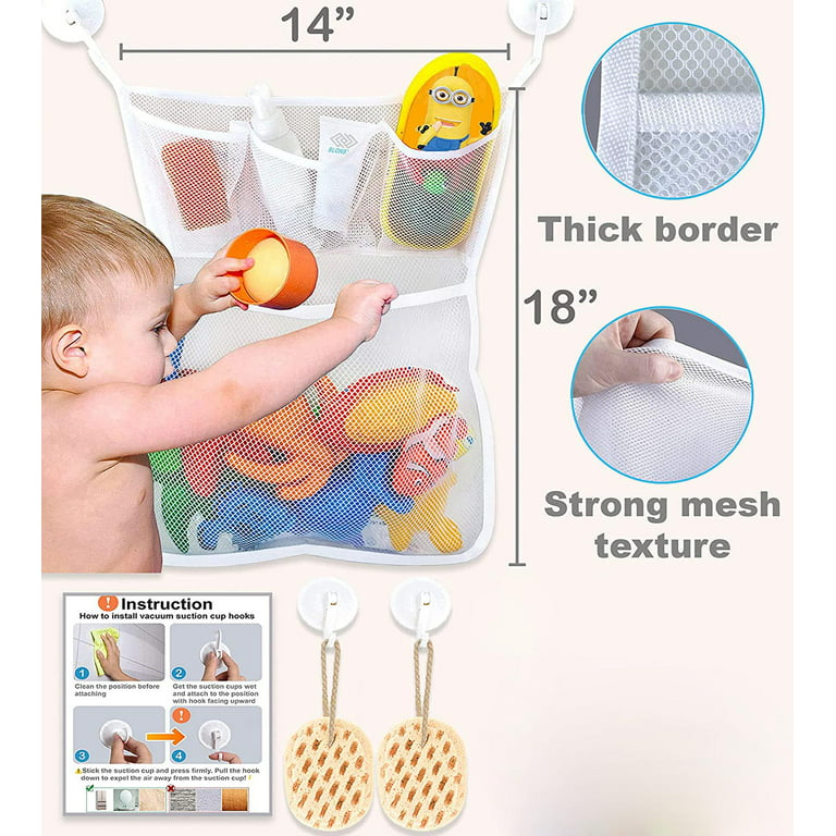 Mesh Bath Toy Holder Organizer – The Perfect Corner Bathtub Toy