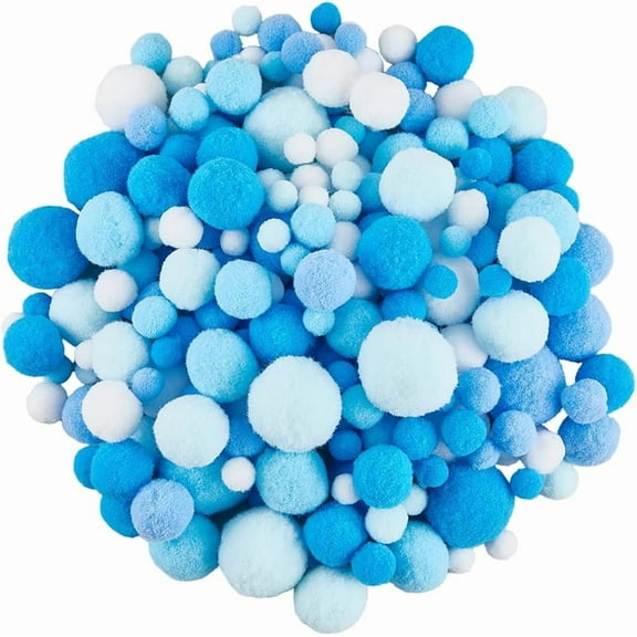 Polyester Ball Decoration Pom Pom Ball For DIY Craft Light Sky Blue 0.8~3cm about 100pcs/set 4 sets