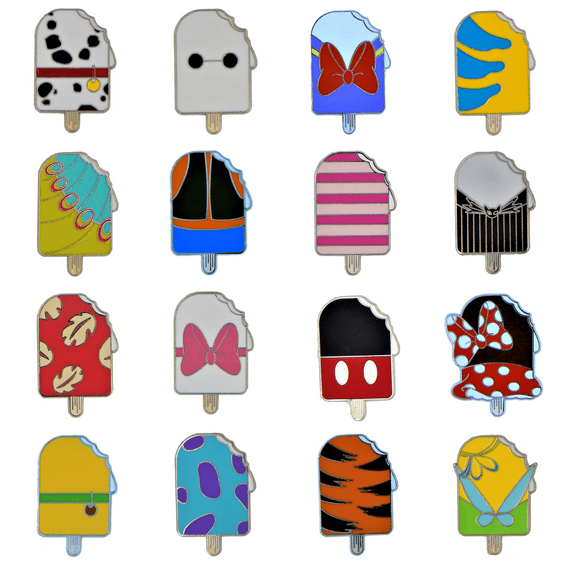 Disney Rubber Popsicle Character Button Pins, 5 Counts