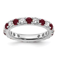Auriga Fine Jewelry 14K White Gold Lab Grown Diamond VS/SI GH & Cr Ruby Eternity Band for Women Size 7.5