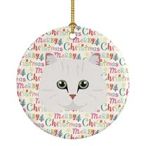 Chinchilla Persian Longhair Cat Christmas Ceramic Ornament 2.8 in x 2.8 in