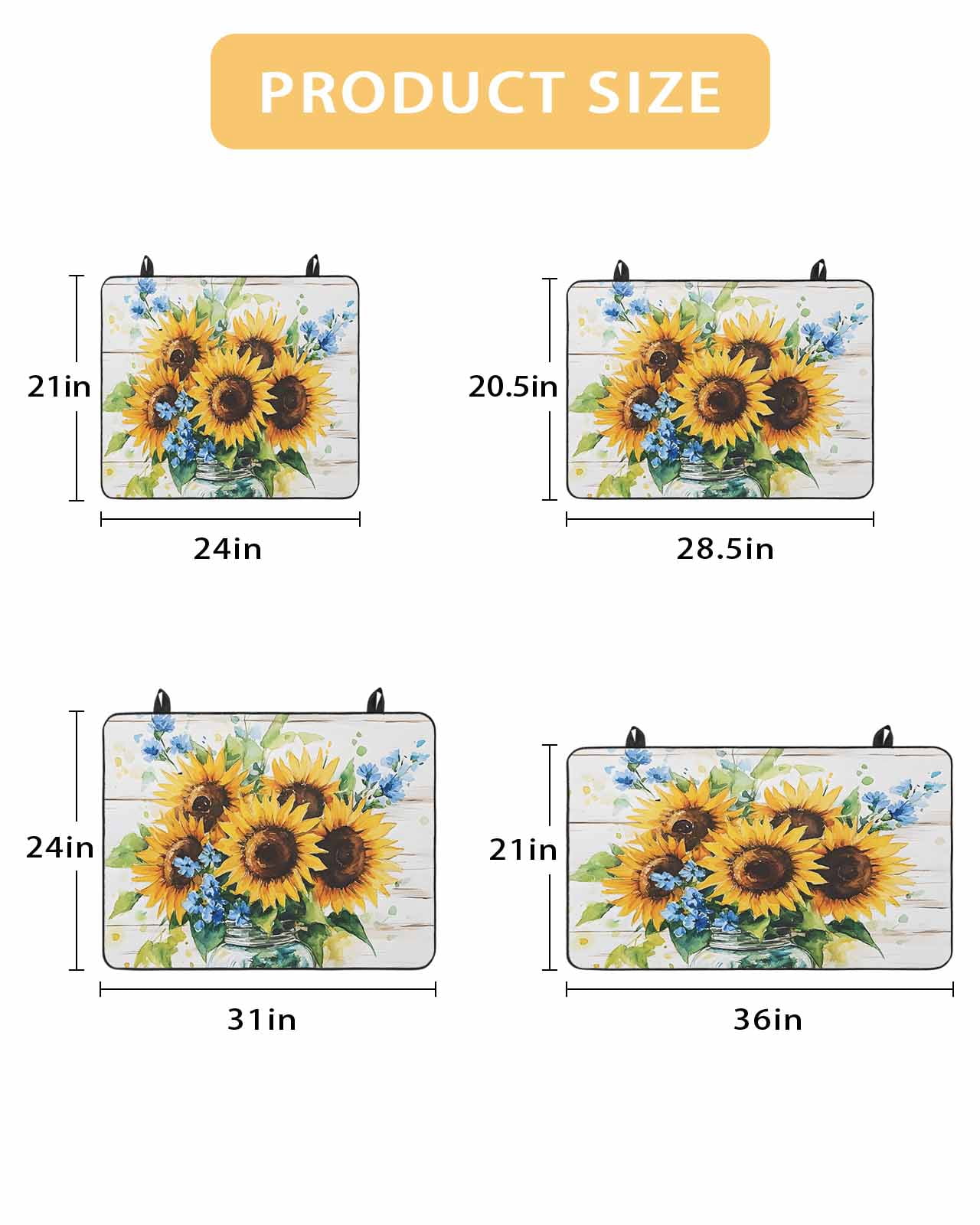 nqOlkjepod Large Induction Cooktop Protector Mat 24"x21", Sunflower Stove Top Covers for Electric Stove, Retro Country Garden Floral Blue Wildflower Stove Burner Cover Mats, Glass Top Stove Cover