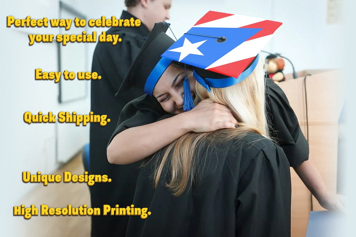 Flag of Puerto Rico, Raise Your Flag, Graduation Cap Topper Decoration, Graduation Gift