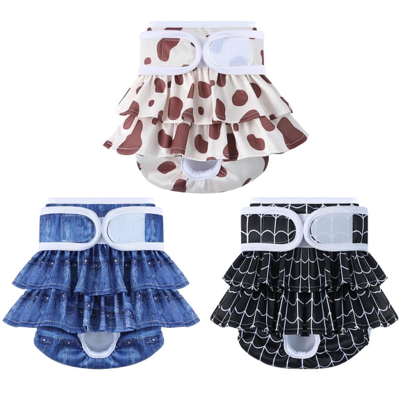Reusable Dog Diapers Female 3 Pack Doggie Diapers for Period Heat Incontinence Puppy Training (Medium, Animal Print)