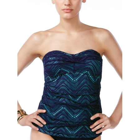 - Island Escape Womens Calypso Crochet Twist Tankini Top 8 Navy Swimsuit