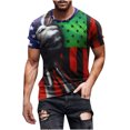 thumbnail image 1 of Camiseta de manga corta con estampado informal para hombre del Día de la Independencia Pompotops  oipoqjl33033, 1 of 5