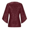 thumbnail image 7 of Sexlip Glitter Tops for Women Plus Size Short Sleeve Shirts 2025 Trendy Evening Cocktail V Neck Sequin Blouse Tunic Weddings Red XXXXL, 7 of 7
