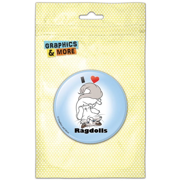 I Heart Love Ragdolls Cat Pet Pinback Button Pin Badge