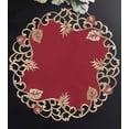 thumbnail image 4 of Gold Lace Burgundy Doilies Set of 4 - Round Placemats European Embroidery for Fall Autumn Thanksgiving Season Dining Table Home Decor Wedding - 15 inches - The Tarantino Collection, 4 of 8