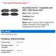 thumbnail image 2 of Rear Brake Pad Set - Compatible with 2003 - 2009 Nissan 350Z 2004 2005 2006 2007 2008, 2 of 2