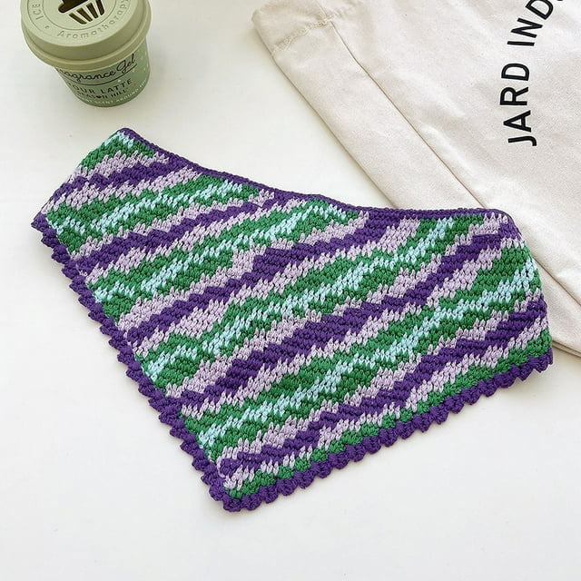 Banda para el cabello con bufanda de crochet con flores de moda europea y americana, estilo pastoral, banda para el cabello con forma triangular que combina con todo, accesorios para el cabello