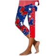 thumbnail image 2 of SELONE Womens Capris for Summer 4th of July Patriotic Graphic Leggings Pants Red White and Blue Outerwear Red L, 2 of 5