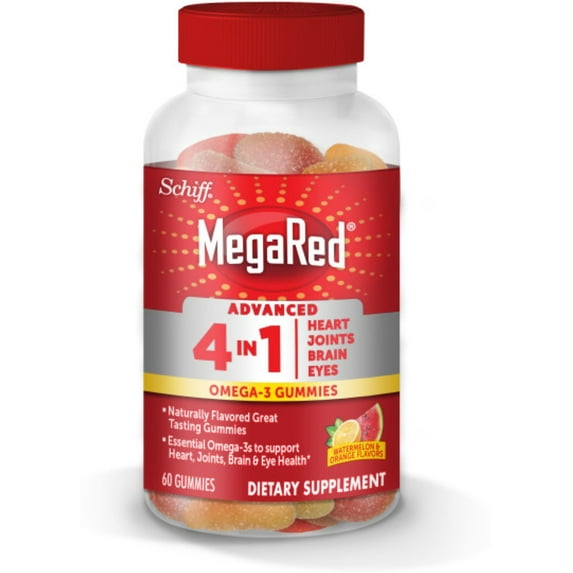 MegaRed Advanced 4in1 Omega-3 Gummies Adult 12/ 60 ct (Pack of 2)