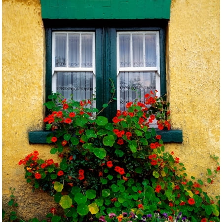 Cottage Bedroom Collection - Cottage Window Co Antrim Ireland Canvas Art - The Irish Image Collection Design Pics (15 x 15)