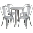 thumbnail image 3 of BizChair Commercial Grade 24" Round Silver Metal Indoor-Outdoor Table Set with 4 Cafe Chairs, 3 of 5