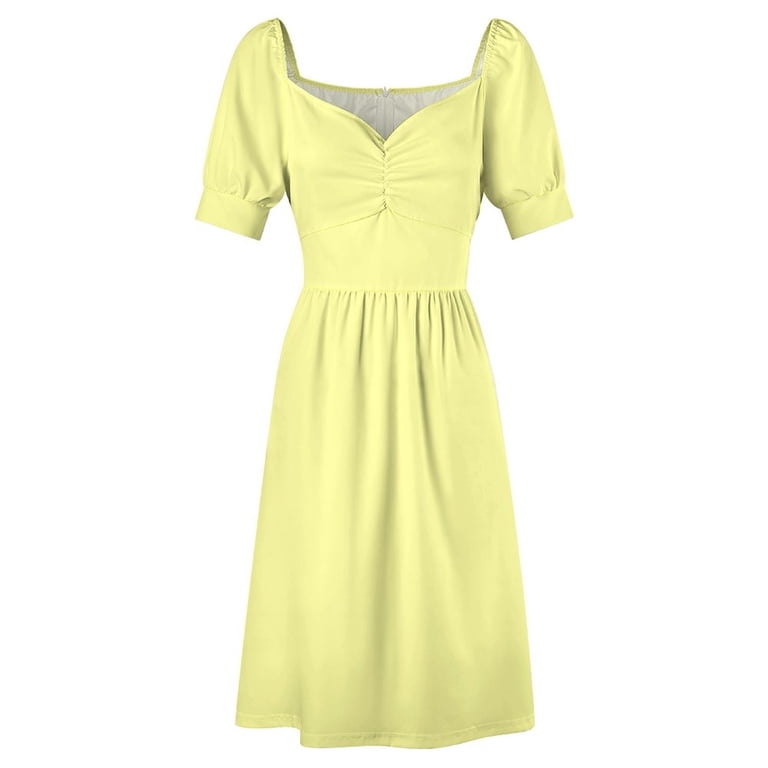 strapless open back dress Yellow Lemon Print Waist Cut Out Frill Hem Midi Dress  AX Paris
