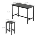 thumbnail image 3 of 3 Piece Bar Table and 2 Chairs Set Counter Height Dining Set, Black, 3 of 9