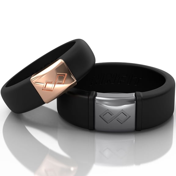 Rinfit Silicone Rings for Women & Men - Rubber Wedding Bands for Couples - Black, Gunmetal Gray and Rose Gold