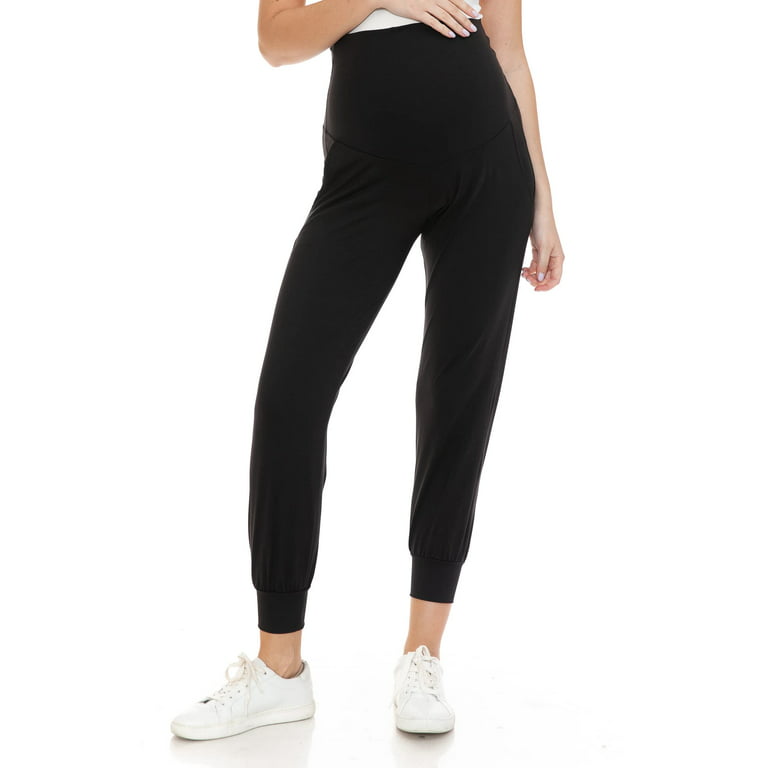 Leggings Depot Maternity Pants for Women Over The Belly Pregnancy Joggers  Casual Lounge Pants M