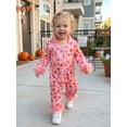 thumbnail image 3 of Cjfdfy Newborn Baby Girls Halloween Silk Romper Pajamas Pumpkin Ghost Print Fuzzy Trim Long Sleeve Satin Jumpsuit Cute Newborn Halloween Fall Winter Nightgown Clothes, 3 of 9