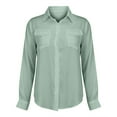 thumbnail image 4 of TODOZO Button Down Shirts for Women Long Sleeve Shirts for Women Summer Tops for Women 2025 Women Fashion Solid Casual Button Shirt V Neck Turndown Collar Long Sleeve Shirt Blouse Top A Xl, 4 of 6