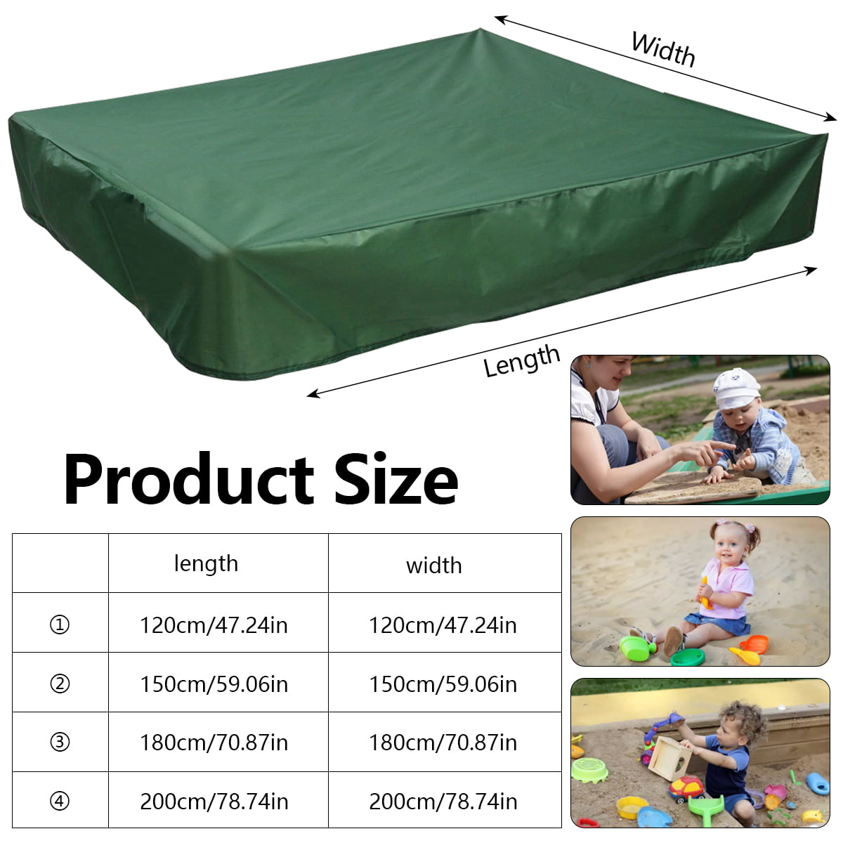 Kitcheb Sandbox Covers with Drawstring Green Bunker Cover with Traction Rope 95 UV Resistant Childrens Toy Garden Small Pool Waterproof Sunshade 