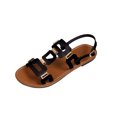 thumbnail image 2 of Close Toed Sandals Women, Wedge Sandals for Women, Women's Wedge Sandals Slip - On Summer Sandals With Metallic Accents Comfortable Dressy Platform Wedges Casual Daily Walking, Black 5.5, 2 of 7
