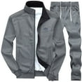 thumbnail image 2 of Zylarhe Men's Autumn Winter Solid Sweatshirt Tops Pants Sets Sports Suit Tracksuit And Outfits for Men, 2 of 5