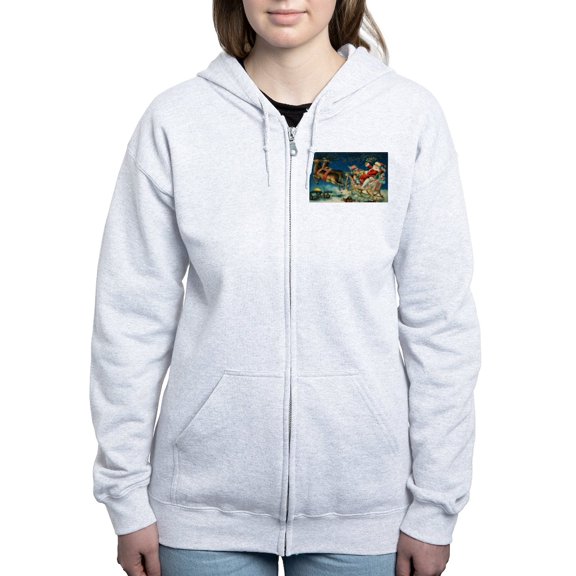 CafePress - Vintage Santa Sleigh - Women's Zip Hoodie