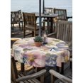 thumbnail image 2 of Outdoor Tablecloths with Umbrella Hole & Zipper, Vintage Flowers Round Tablecloth 54 Inch, Spring Watercolor Floral Dragonflies Beige Waterproof Table Cloth, Patio/Pool/Picnic Table Covers, 2 of 8