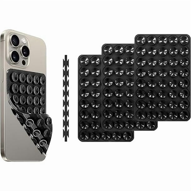 wonima11 3 Pack Octobuddy Octo Buddy Double Sided Octo Buddy Silicone Phone Grip, Silicone Suction Cup Phone Case Mount Double Sided, Hands-Free Phone Accessories Strong Grip Bud Black