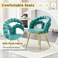 thumbnail image 4 of LUFTUT Velvet Dining Chairs Set of 4, Modern Upholstered Kitchen & Accent Chairs, Teal Upholstery with Gold Metal Legs, Luxury Vanity & Dining Room Furniture, 4 of 8