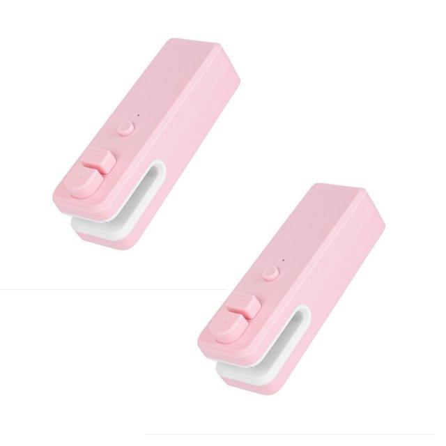 Oleegame 2PC Mini Bag Sealer Heat Seal Tool Upgraded 2 In 1 Rechargeable Portable Handheld Vacuum Food Sealer 2024 Portable Mini Sealing Household Machine For Snacks Vegetable Fresh Storage Pink