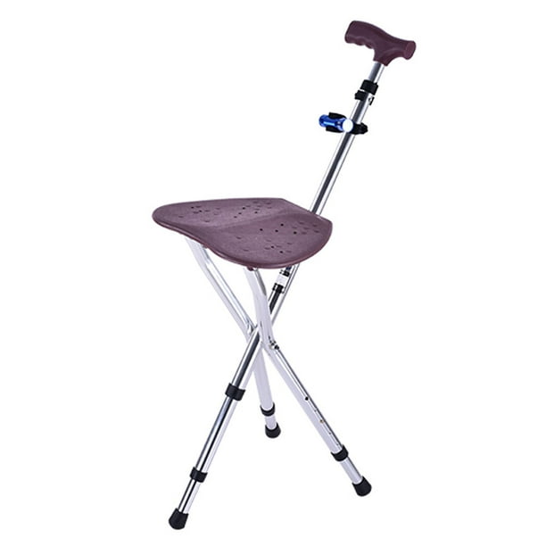 Elderly Folding Cane Seat Walking Stick Aluminum Alloy Stool Chair