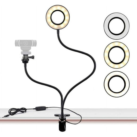 Webcam light stand for live streaming, selfie ring light with webcam mounting bracket for Logitech C925e, C922 X, C930e, C922, C930, C920, C615, Brio 4K