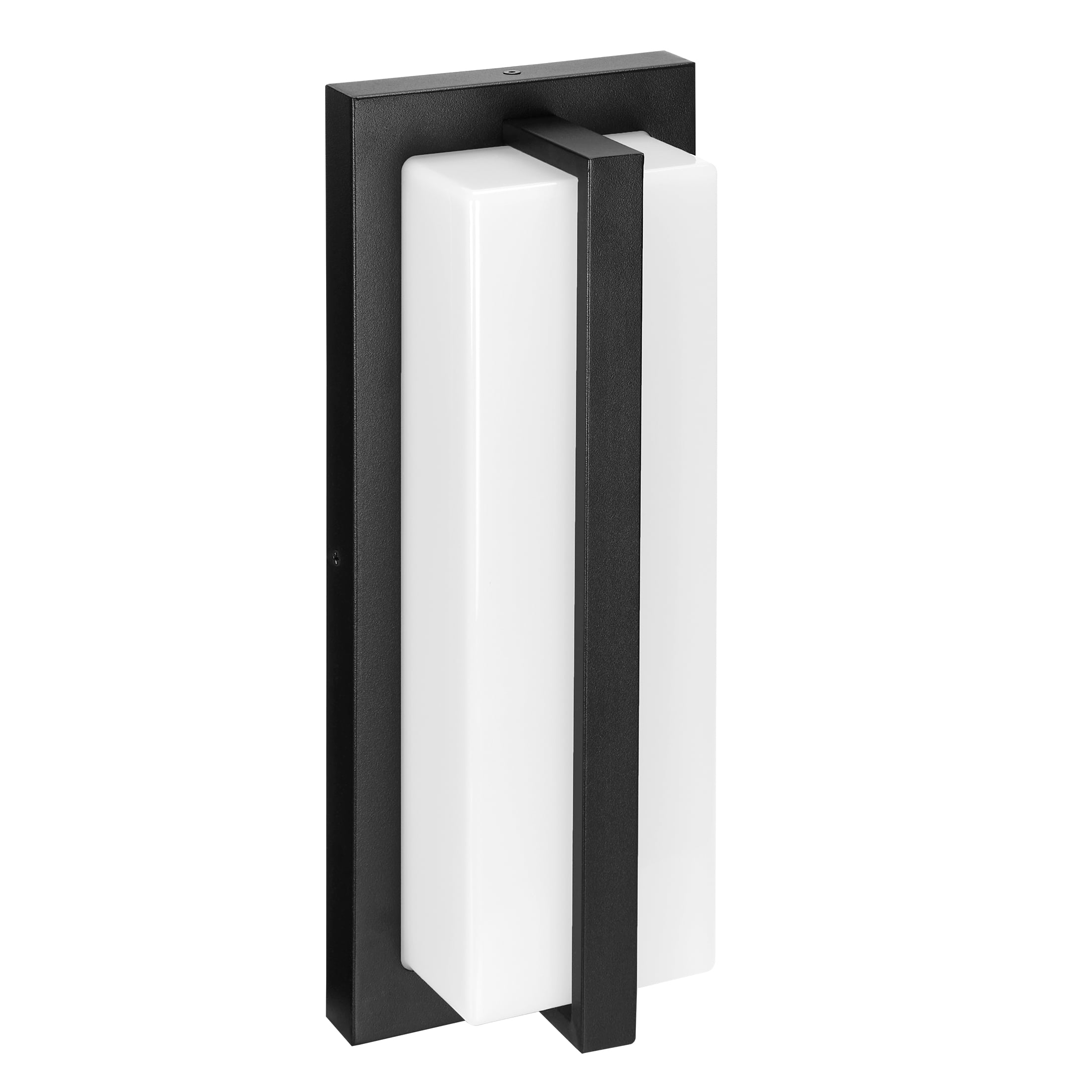 Maxxima LED Outdoor Wall Light, Black w/ Vertical Bar & Frosted Lens, Modern Porch Light, 1000 Lumens, 5 CCT 2700K-5000K