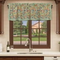 thumbnail image 6 of 2 Pack Valances for Window, Boho Green Flowers Short Curtains for Kitchen Bedroom Living Room, Spring Abstract Watercolor Floral Leaf Rod Pocket Small Window Treatment Valance Drapes 54 x 18 Inch, 6 of 8
