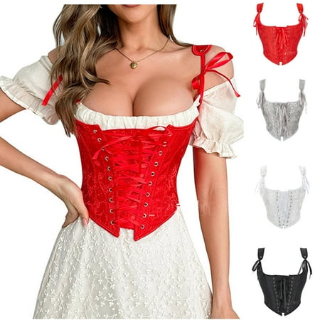 Elainilye Fashion Women s Shapewear Lace Up Corset Lingerie Bodyshaper Sexy Top Body Shaper Black
