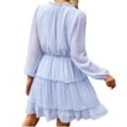 thumbnail image 5 of Vestido acampanado a media pantorrilla de manga larga de otoño e invierno de chifón de Color sólido con cintura Sexy y cuello en V para mujer Pompotops hdfakjf8506, 5 of 5