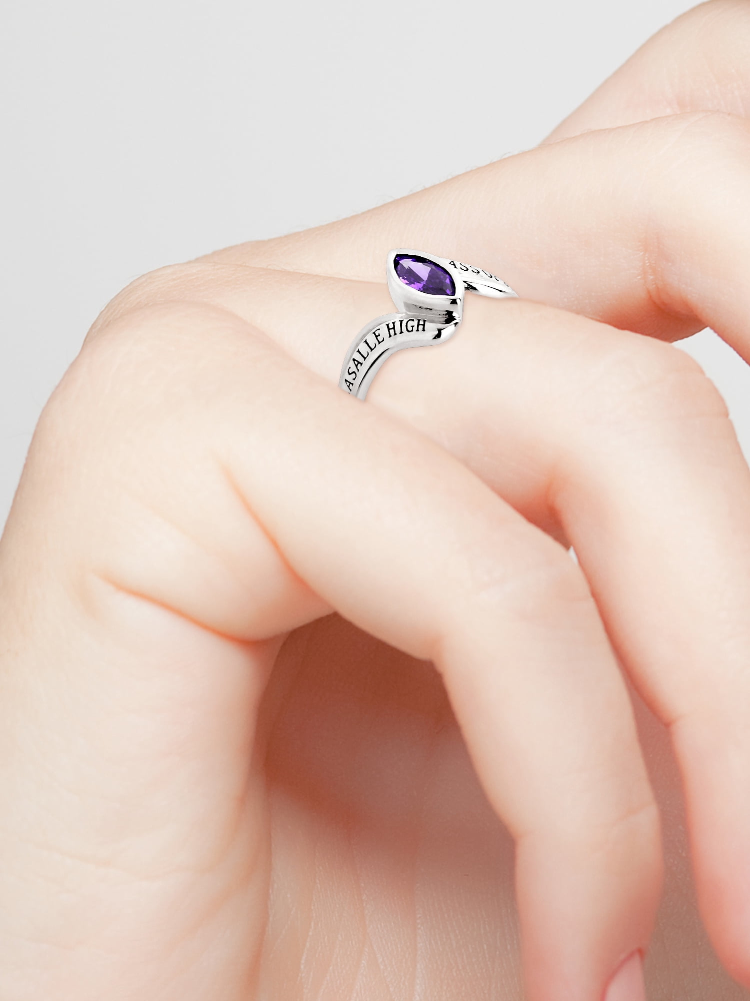 Order Now for 2025 Graduation, Freestyle Women's Bypass Princess Cut Birthstone Fashion Class Ring, Sterling Silver, Personalized, High School or College