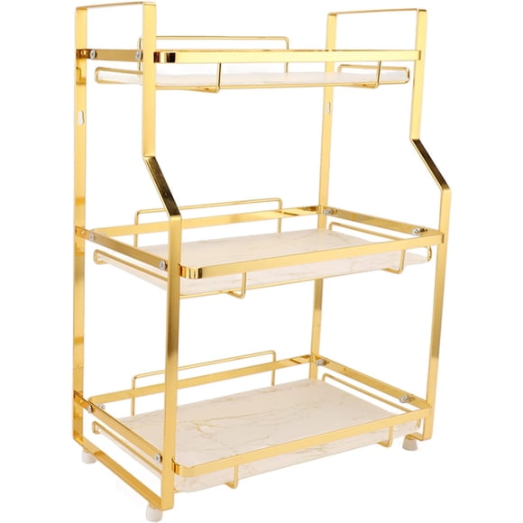 Estante de Almacenamiento Esquinero para Baño, Repisa de Pared con 3 Niveles, Organizador de Hierro Dorado, Estantería Montable en Pared de Gran Capacidad para Baño, Cocina, Dormitorio