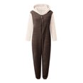 thumbnail image 4 of Pantalones de yoga Gibobby Pijamas de manga larga de lana artificial para mujer Casual Color Sólido Cremallera Suelta con capucha Mono Pijamas Casual Invierno Cálido Orejas li(Marrón， XXXXL), 4 of 5