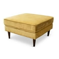 thumbnail image 3 of JERFIT Mid-Century Modern Square Ottoman with Solid Wood Legs, Velvet Upholstered Storage Footstool, Accent Bench for Living Room, Yellow, 3 of 8