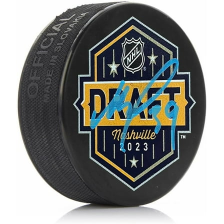 Matvei Michkov Autographed Philadelphia Flyers 2023 Draft Nashville Logo Puck