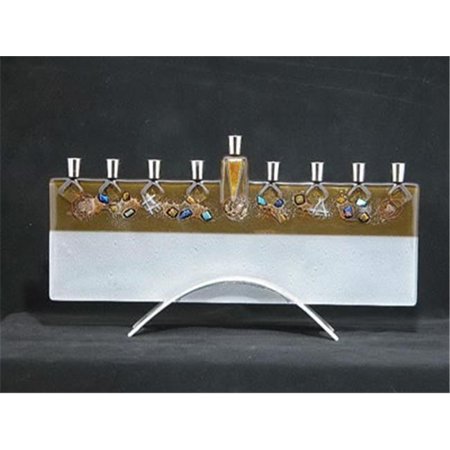 Judaica Kingdom SB-GMEN-JM44 Handmade Glass Celestial Menorah, Bronze